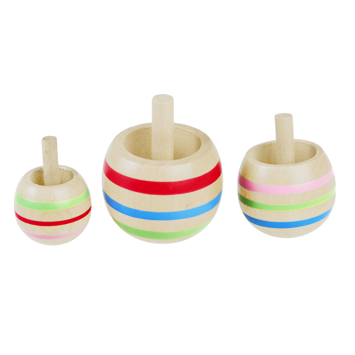 Wooden Spinning Tops (set Of 3)