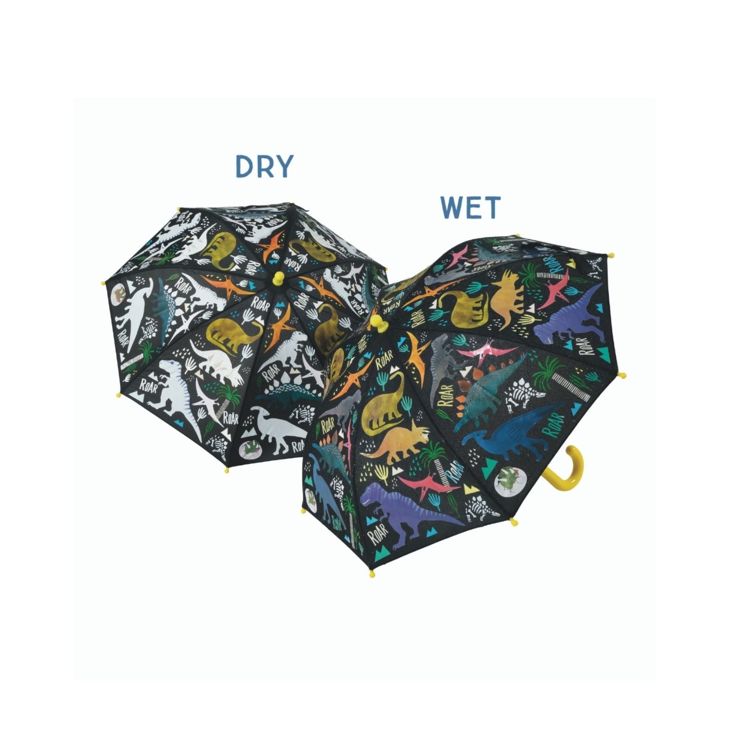 Colour changing dinosaur umbrella with a handy Velcro tie. This fun, prehistoric-themed umbrella is perfect for toddlers and children aged three plus.