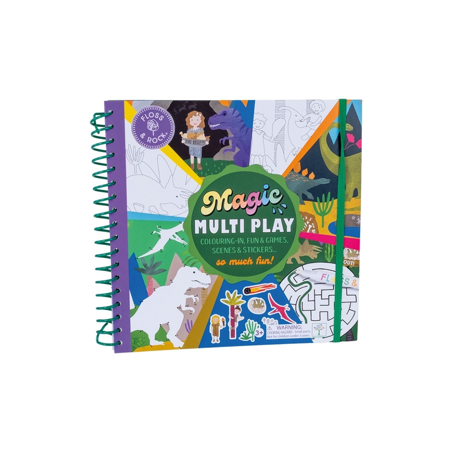 Children's activity book with colorful design on a white background