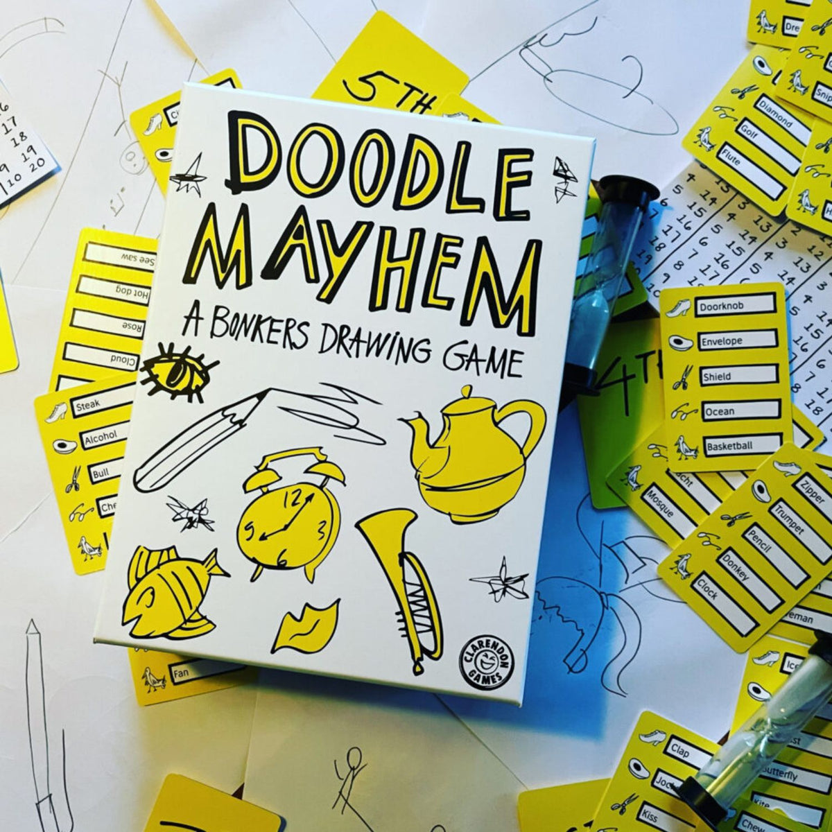 Race to create the quickest sketch possible! Doodle Mayhem is a hilarious party game where drawing fast matters more than drawing well. Fun for 4–6 players, ages 8+