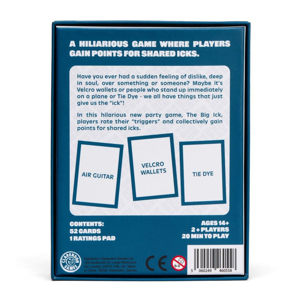 Back of the Big Ick Game party box showcasing its modern, trend-driven branding, bold typography, and eye-catching cover design.
