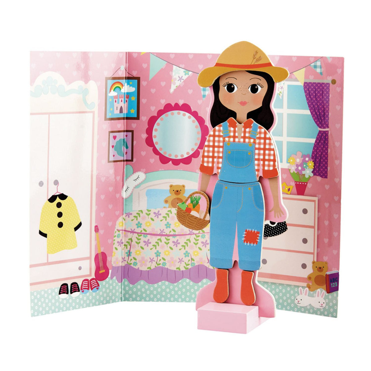Sofia magnetic dress up doll with a bedroom playset in a colorful and detailed room