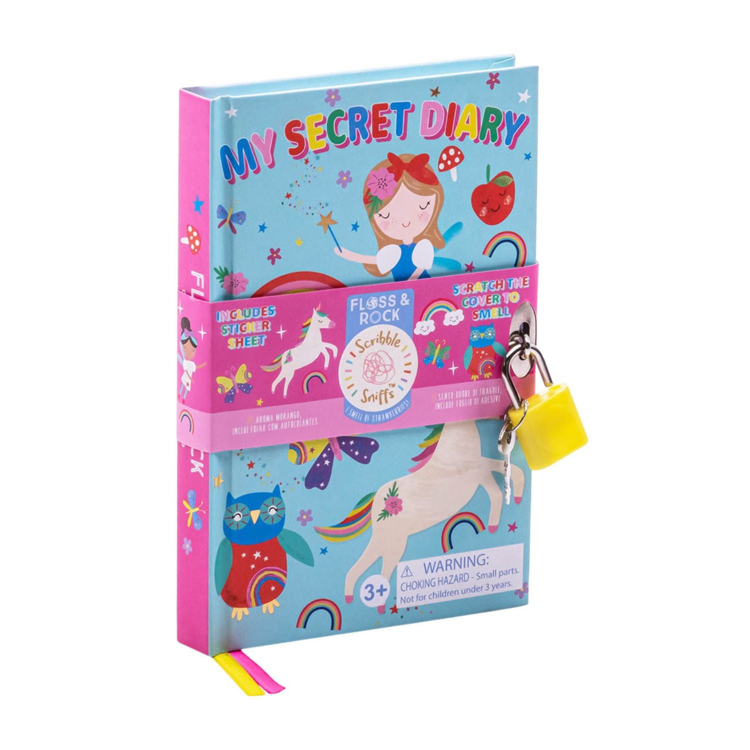 Colorful children's diary with unicorn and rainbow design 