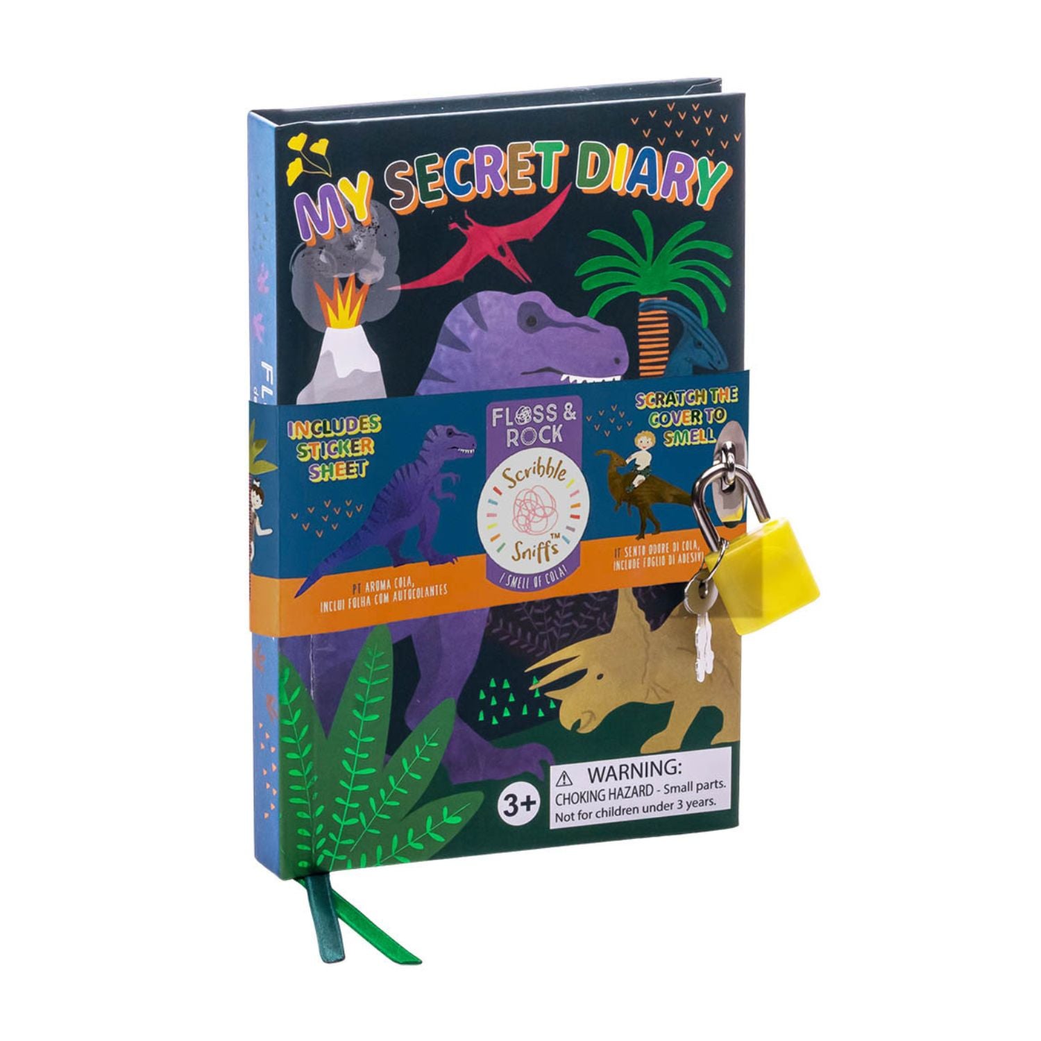 Children's scented secret diary with dinosaur illustrations and a lock 