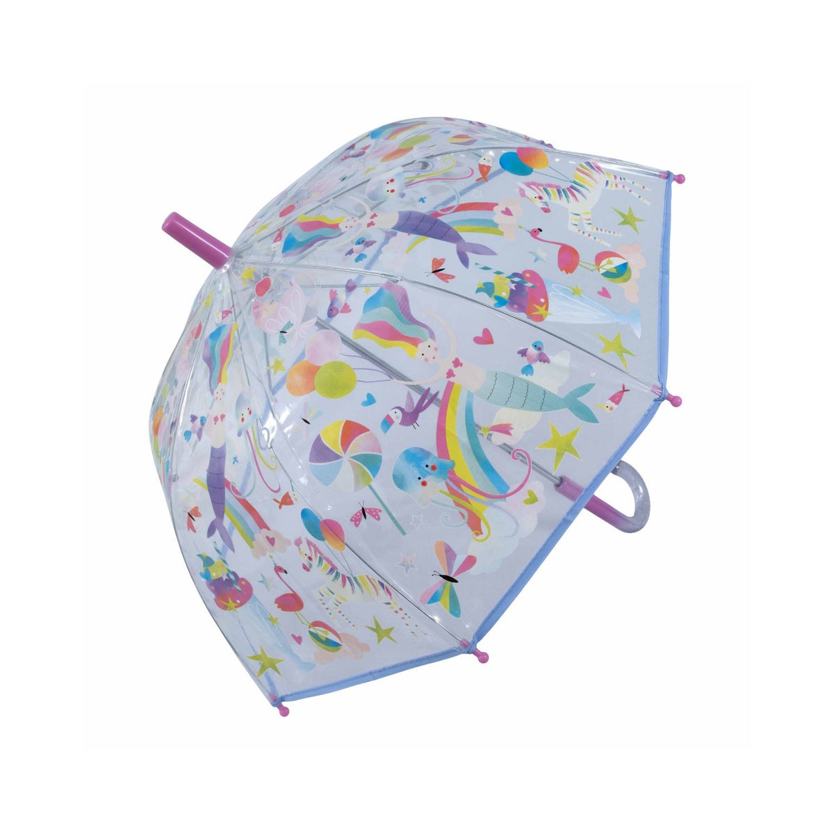 Children's umbrella with colorful unicorn and rainbow design 