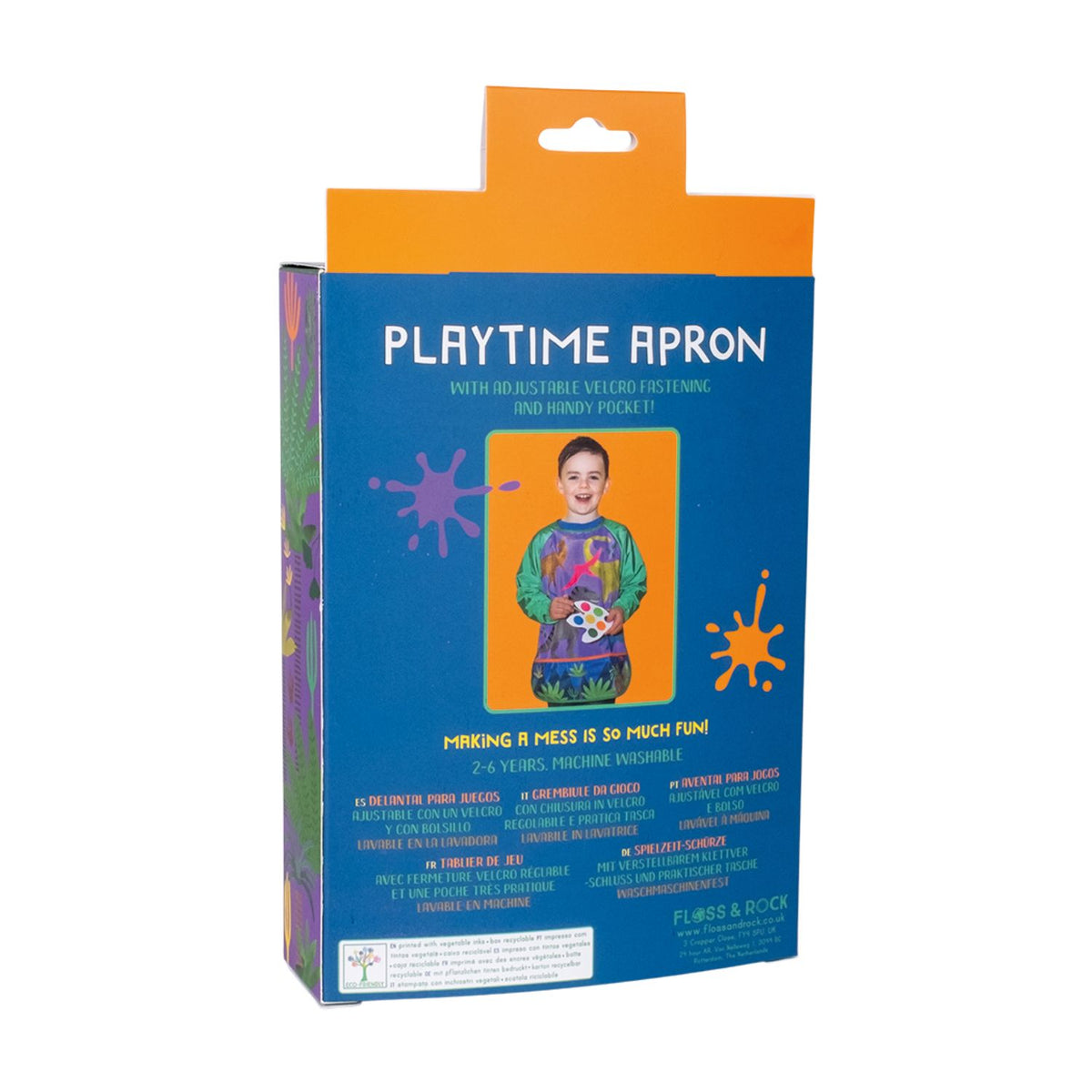 Playtime dinosaur apron packaging