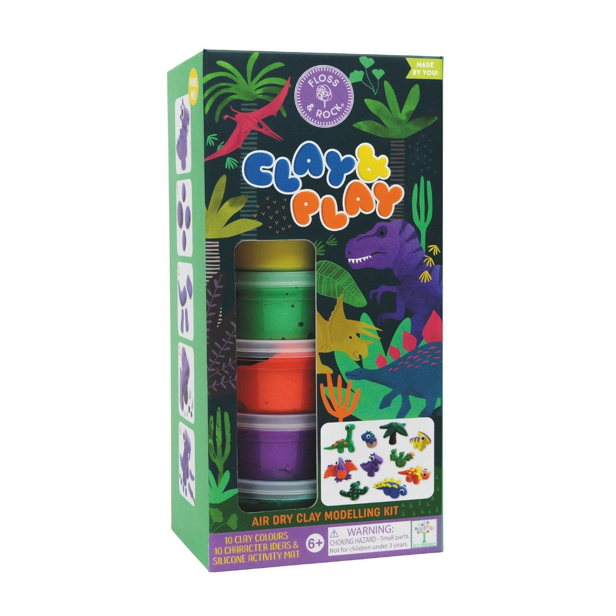 Sculpt 10 prehistoric characters with this dinosaur air-dry clay kit. No baking required! Includes 6 pots of vibrant clay and easy step-by-step instructions for ages 6+.