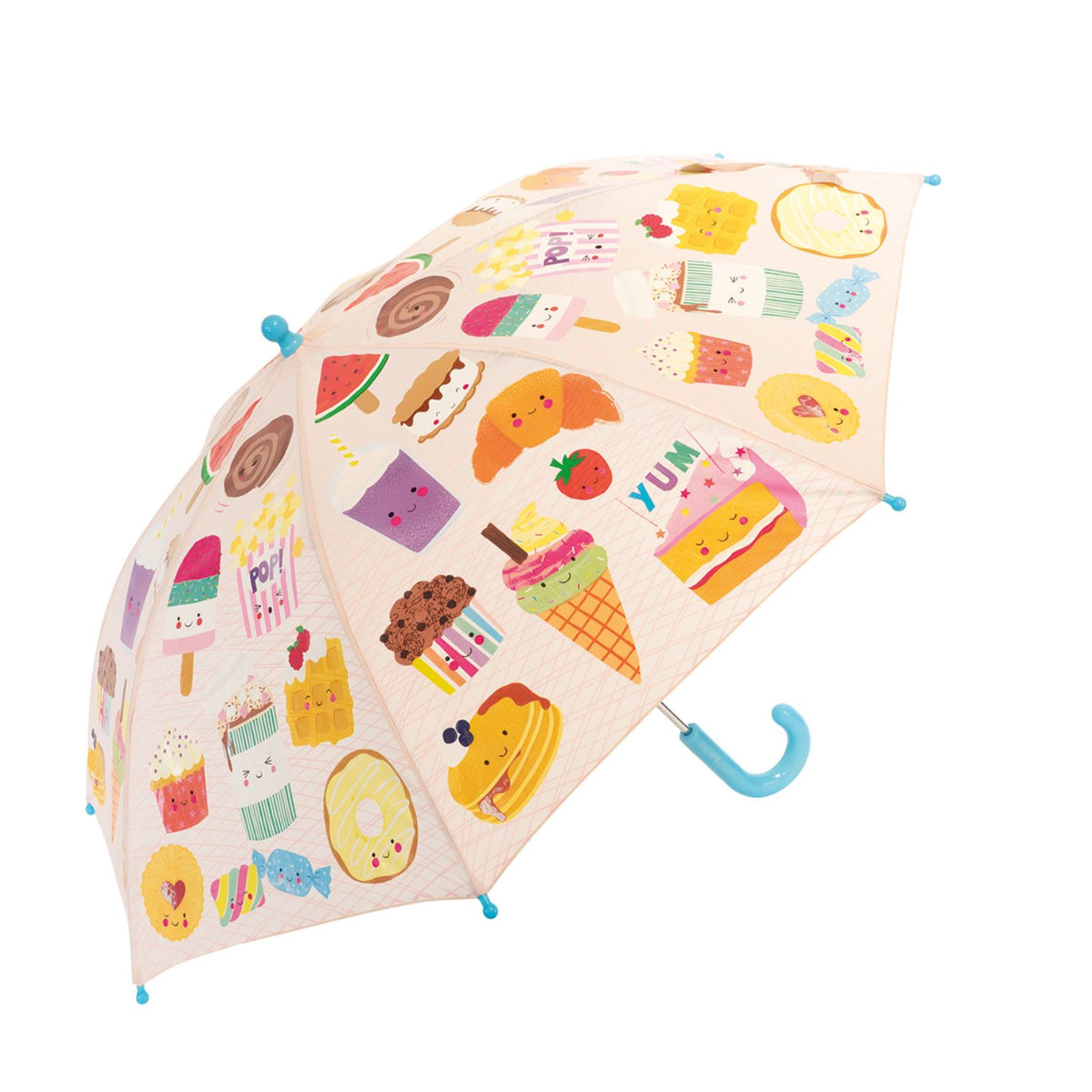 Children's umbrella with colorful food-themed sweet treats pattern 