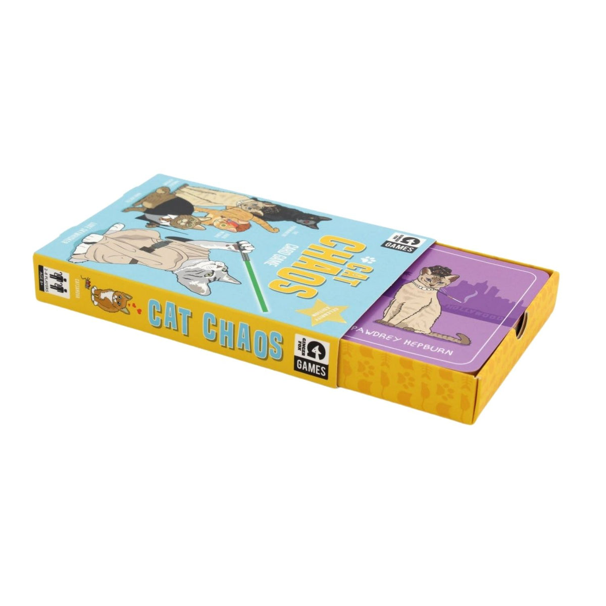 Box of 'Cat Chaos' board game with cartoon cat illustrations 