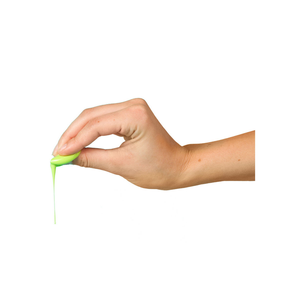 a hand holding a green paintball