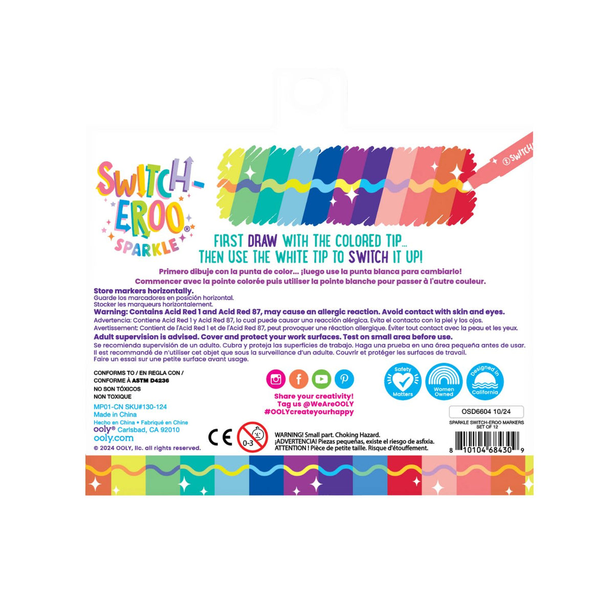 Ooly - Switch-eroo! Sparkle Glitter Colour-Changing Markers (Set of 12)