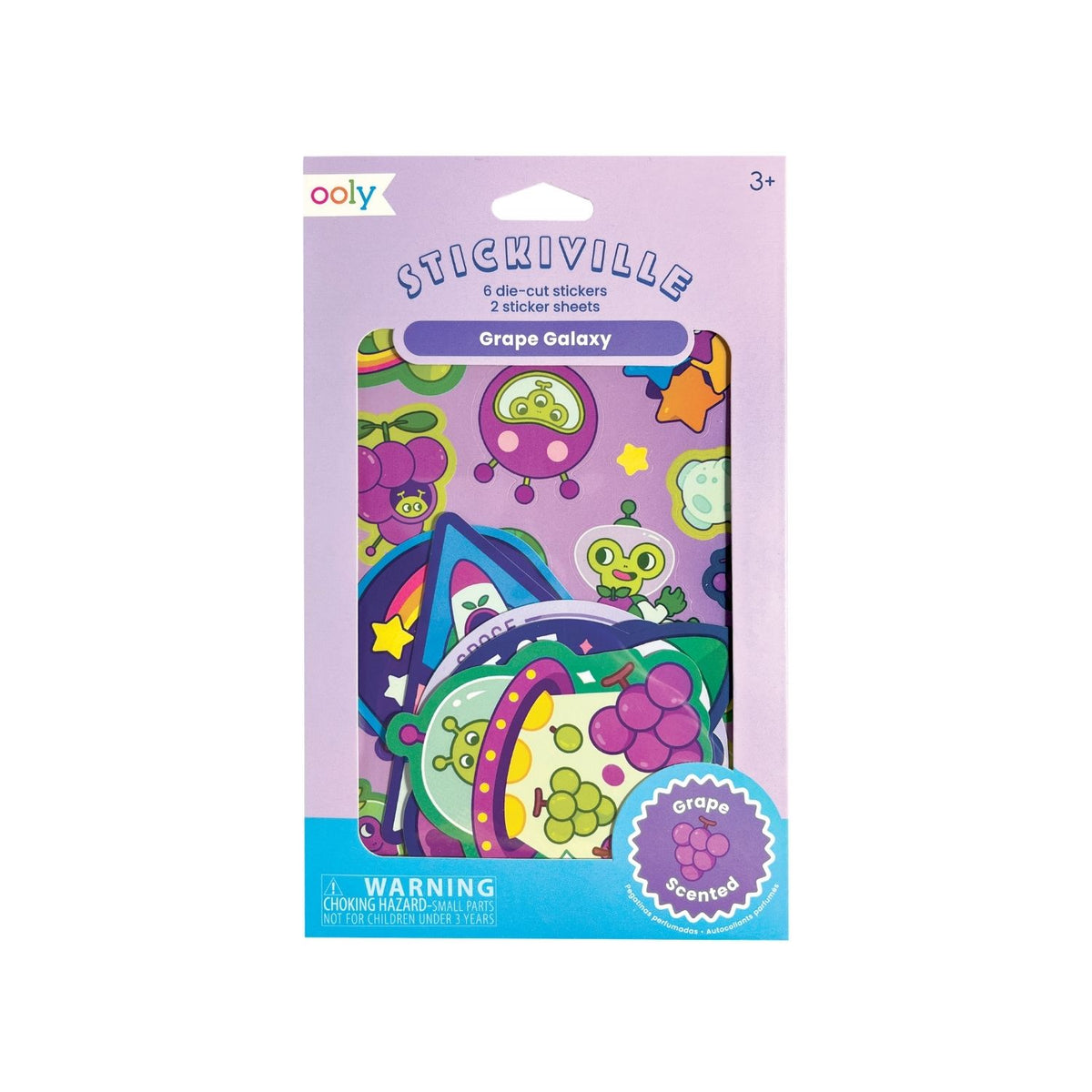 Packaged stickers with colourful space designs 