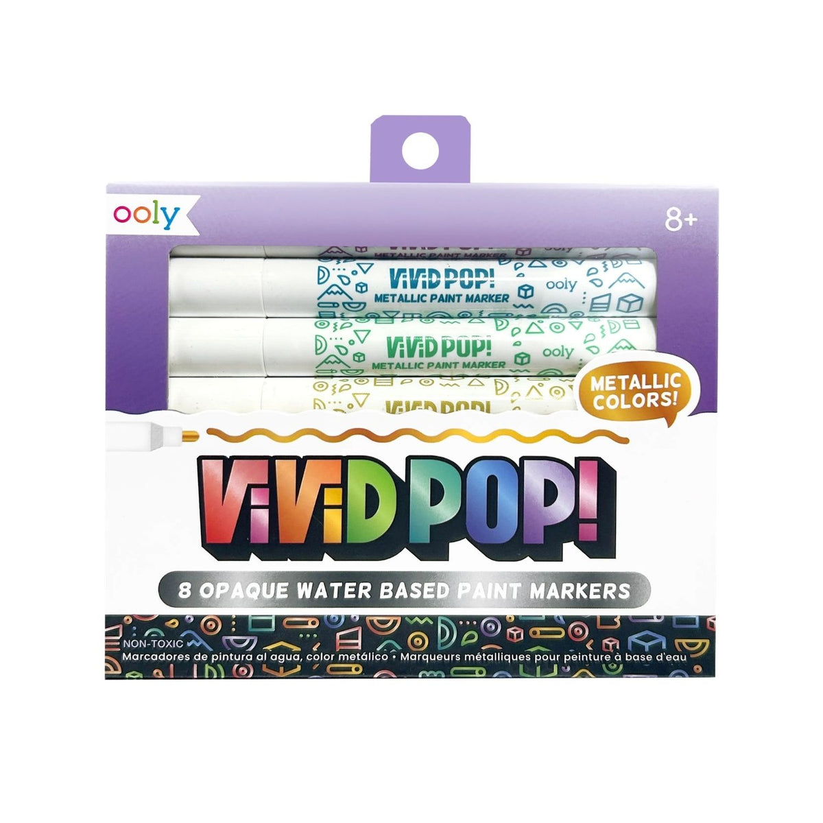 Ooly - Vivid Pop! Water Based Paint Markers Metallic - Set of 8
