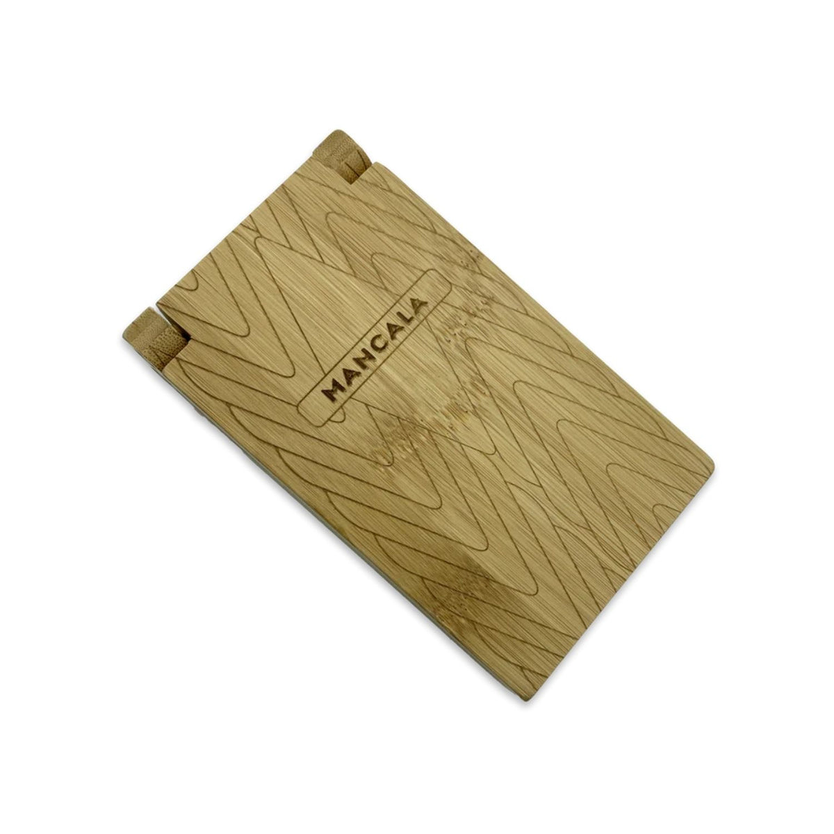 A close-up of the natural wood grain on the sustainable bamboo board game, highlighting the smooth finish