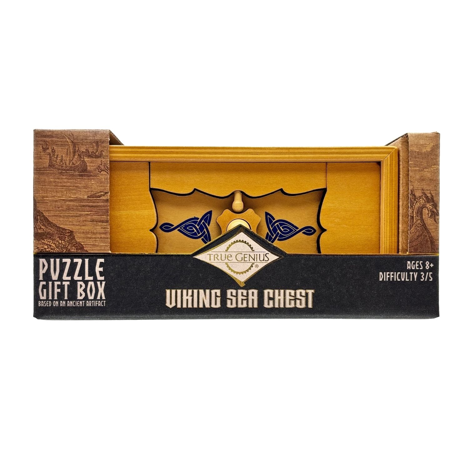 Viking Sea Chest puzzle gift box with wooden design to hide cash or a gift card