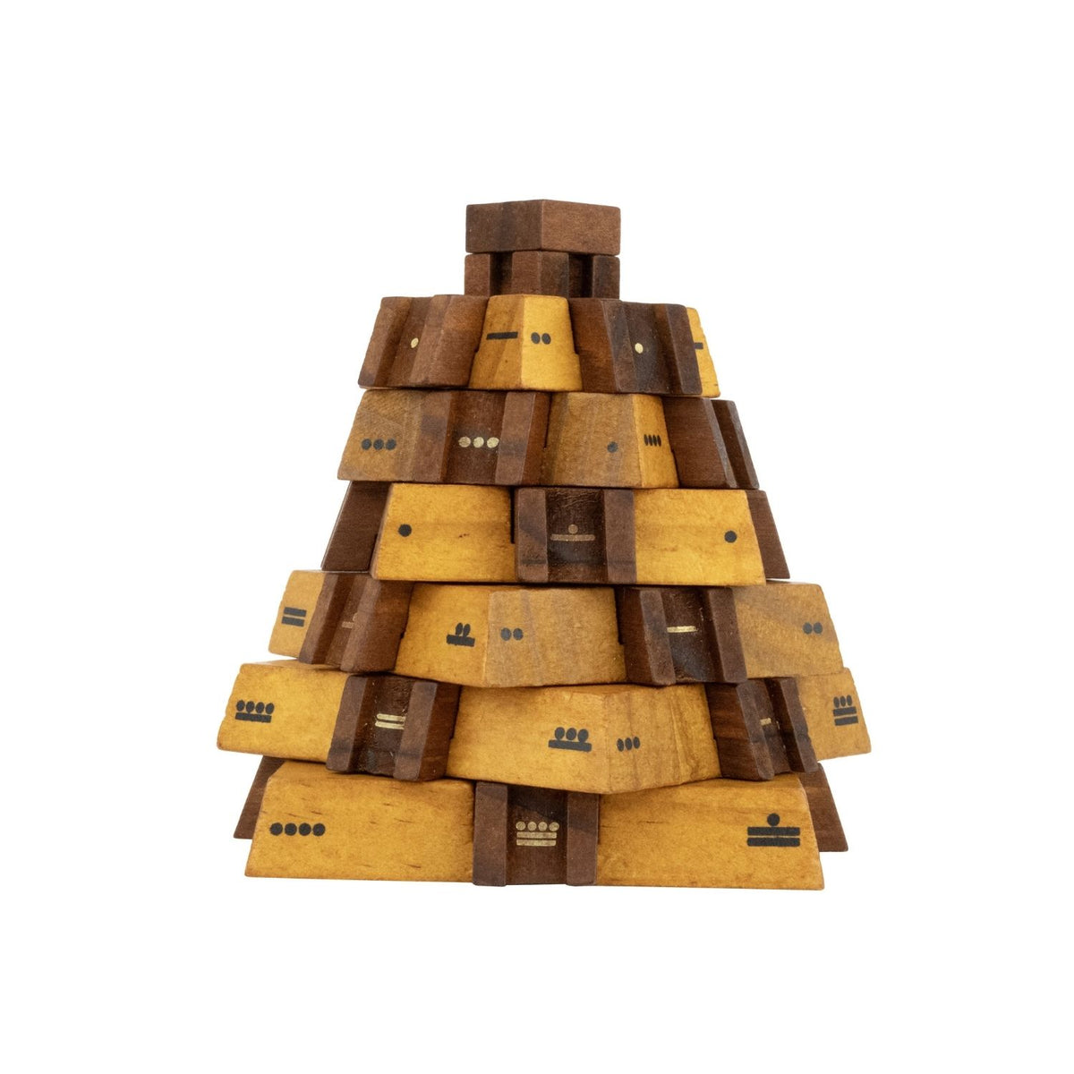Wooden pyramid puzzle toy Mayan-themed maths puzzle