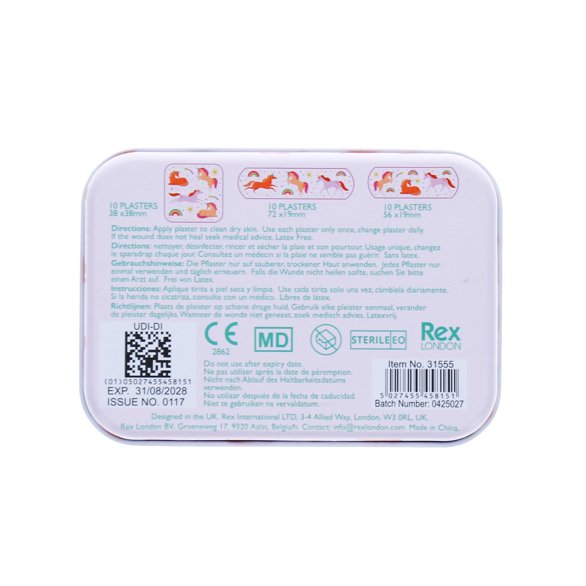 Rex London - Unicorn Plasters In A Tin (Pack Of 30)