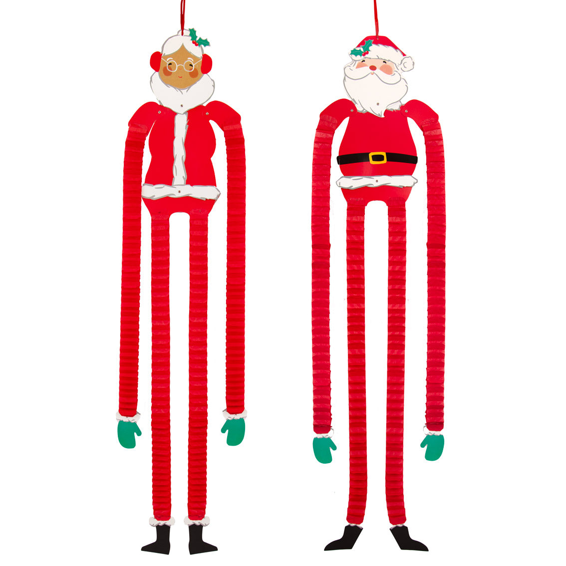 Mr & Mrs Claus Hanging Decorations - 2 Pack