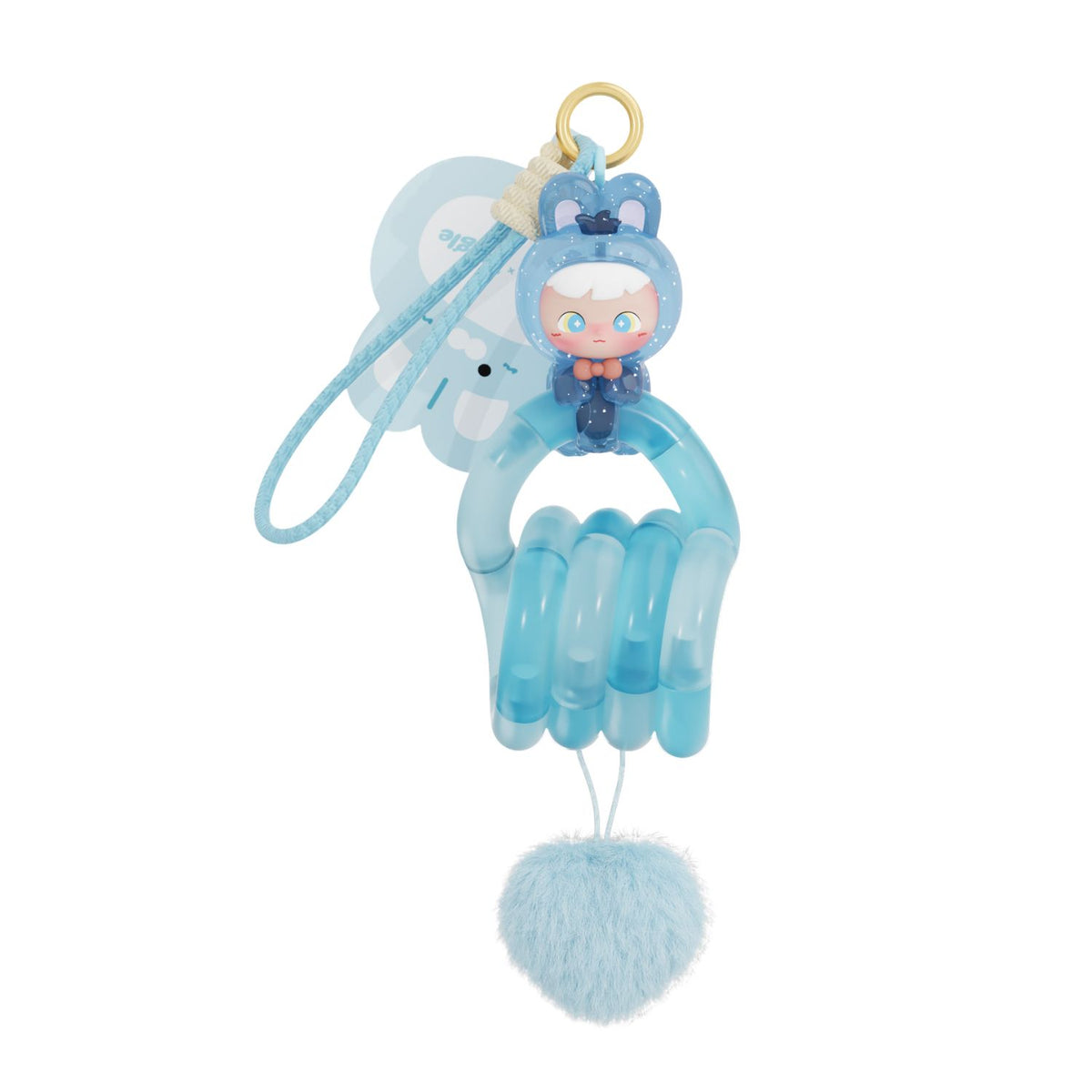 close-up product shot on a clean white background focusing on the Sky Blue sensory Tangle, twisted into a continuous loop to highlight its smooth, uniform pastel blue plastic segments.