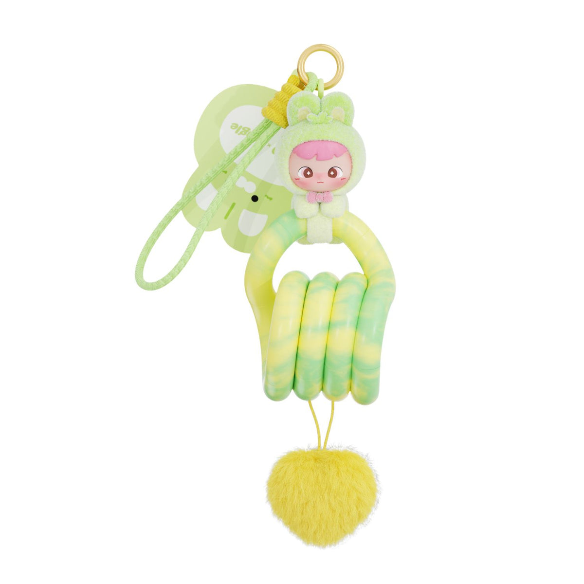 A close-up product shot on a clean white background focusing on the Mint Green and yellow sensory Tangle, twisted into a continuous loop to highlight its smooth, uniform pastel mint plastic segments.