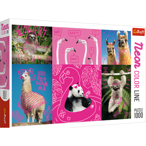 Trefl 1000pc Neon Color Line Puzzle - Crazy Animals